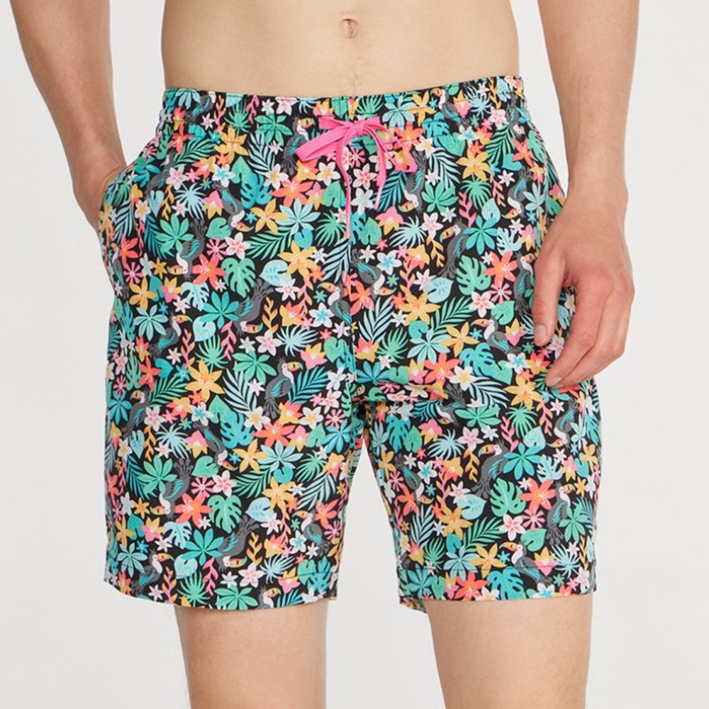 Chubbies The Bloomerangs Lined‎ Classic Swim Trunks in Black Floral Sz XXXL